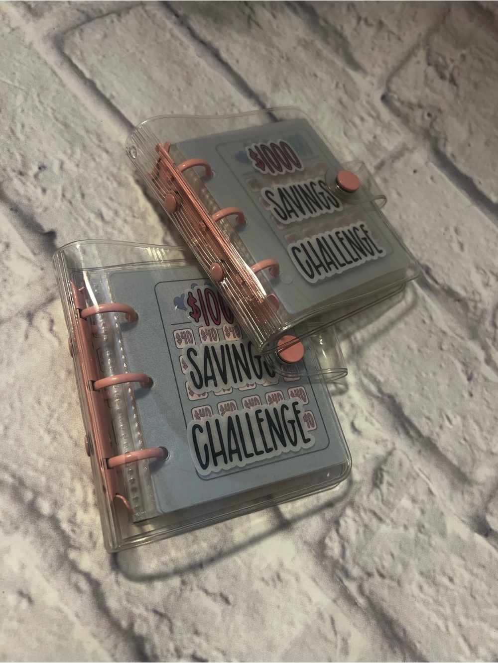 2 Mini Pink Cash Savings Challenge Binder with pockets - Picture 3 of 3